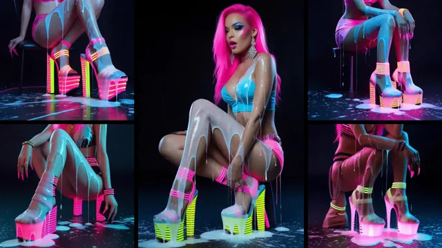 Hottie in neon high heels with hot voiceover
